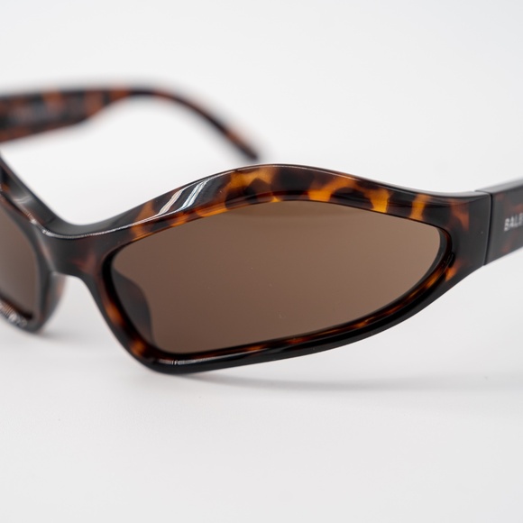 BALENCIAGA FENNEC Brown Angular Oval Sunglasses oversized frame - Picture 7 of 8